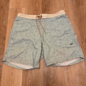 Howler Brothers Swim Shorts Men’s 34 Light Green Pattern